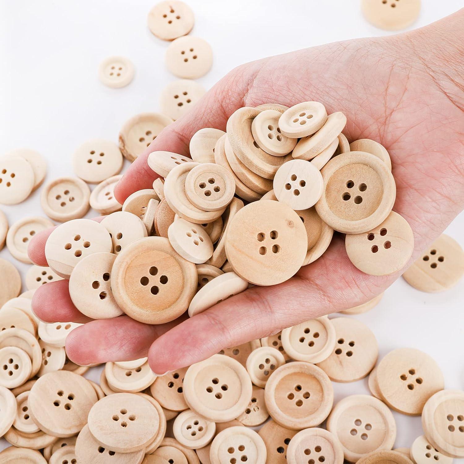 Botones de Madera Natural Tosnail 600 Piezas 15-25 mm