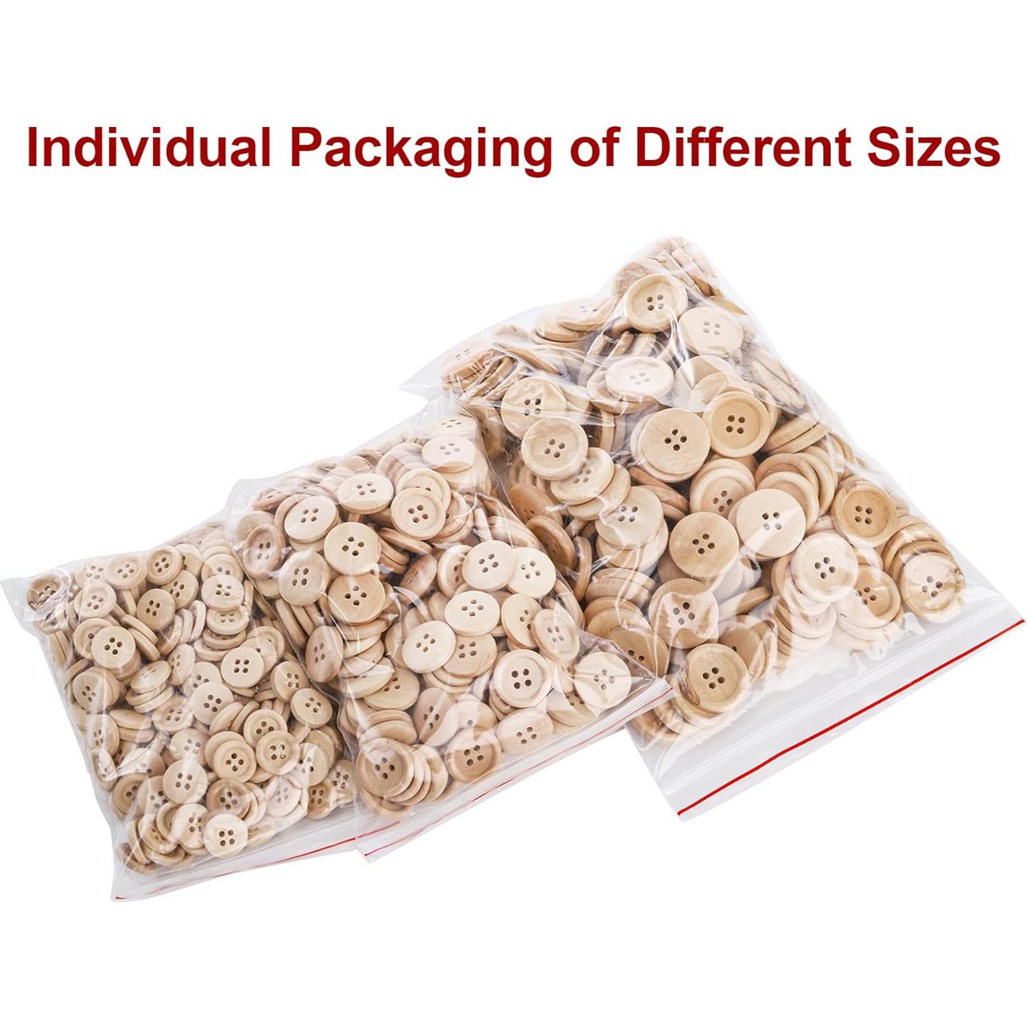 Botones de Madera Natural Tosnail 600 Piezas 15-25 mm