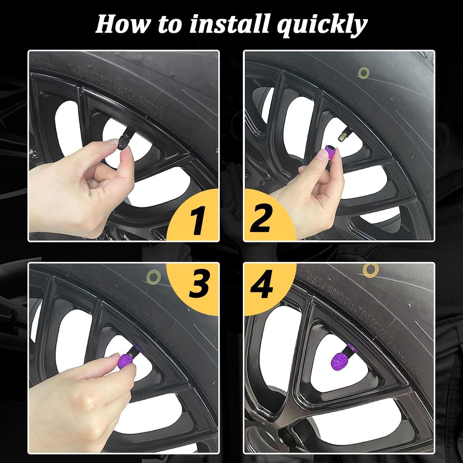 Tapones de Válvula de Neumático Kewucn Brillantes 4 Pcs