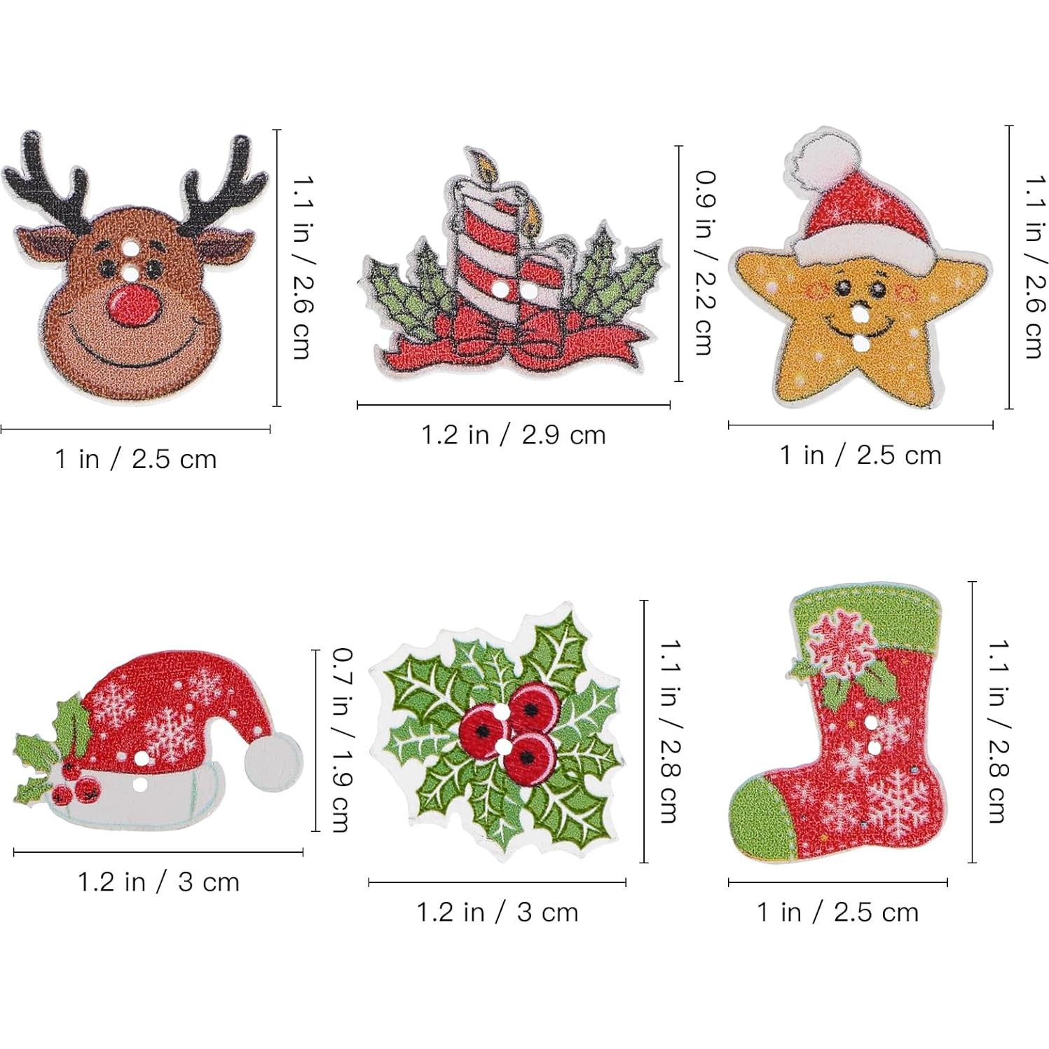 Botones de Madera Navideños Ciieeo 50pcs Adornos Manualidades