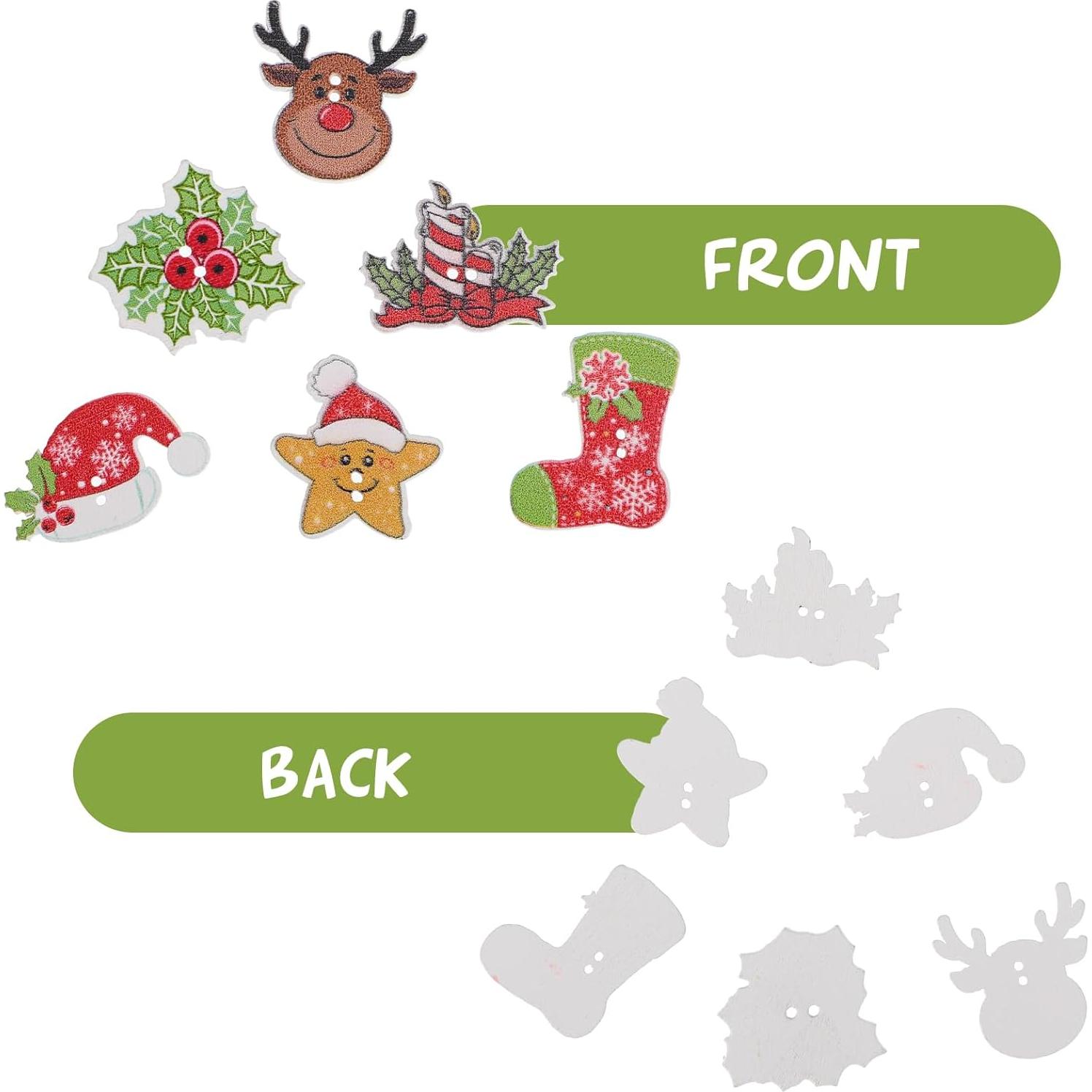 Botones de Madera Navideños Ciieeo 50pcs Adornos Manualidades