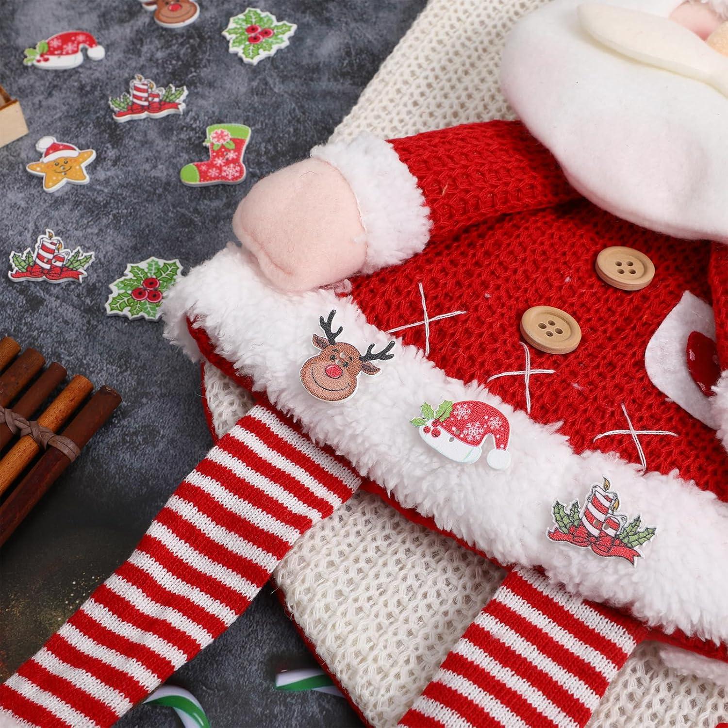 Botones de Madera Navideños Ciieeo 50pcs Adornos Manualidades