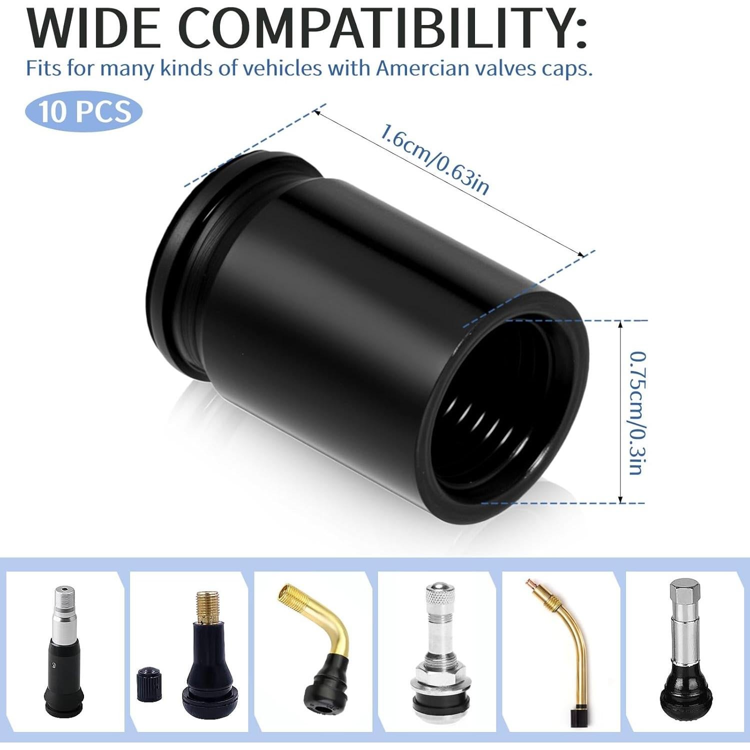 10 Tapones de Válvula de Aluminio JIYIN en Forma de Bala