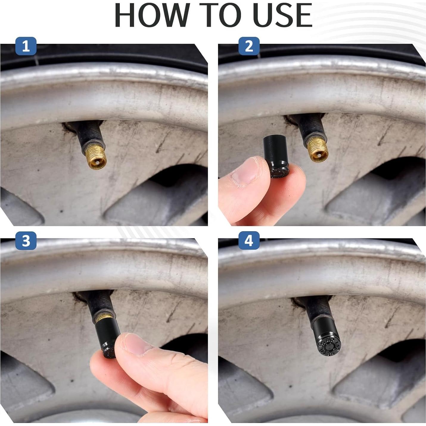 10 Tapones de Válvula de Aluminio JIYIN en Forma de Bala