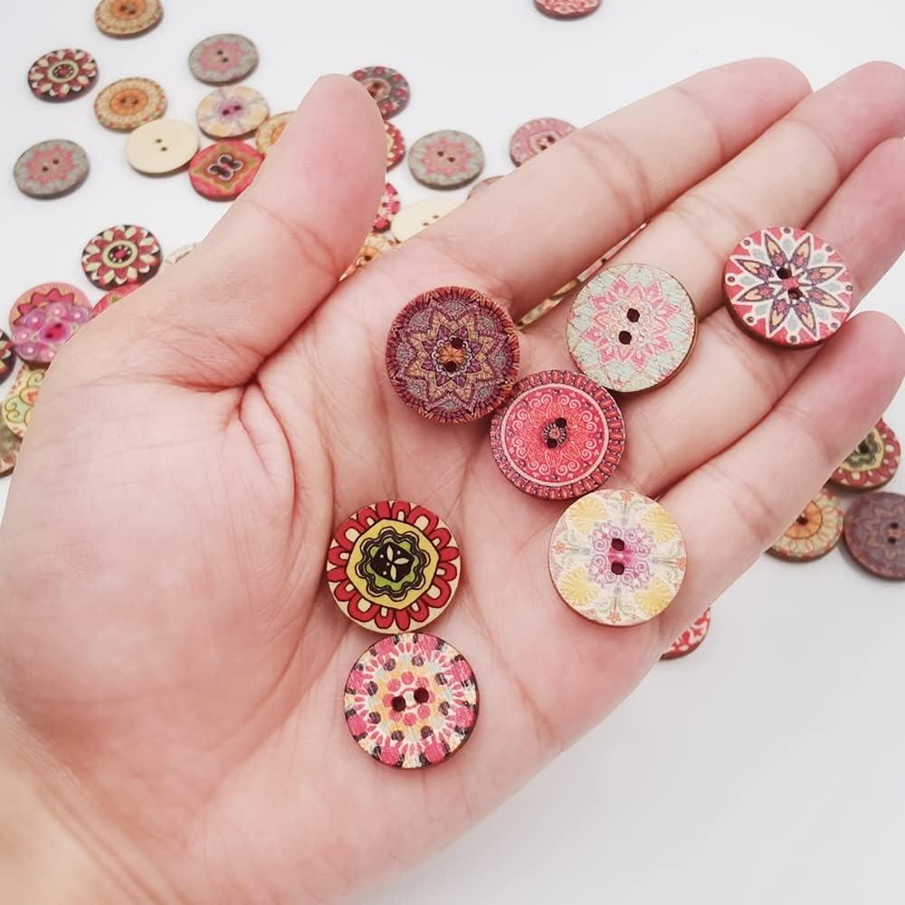 200 Botones de Madera lyfLux Redondos y Mariposa 2 Agujeros