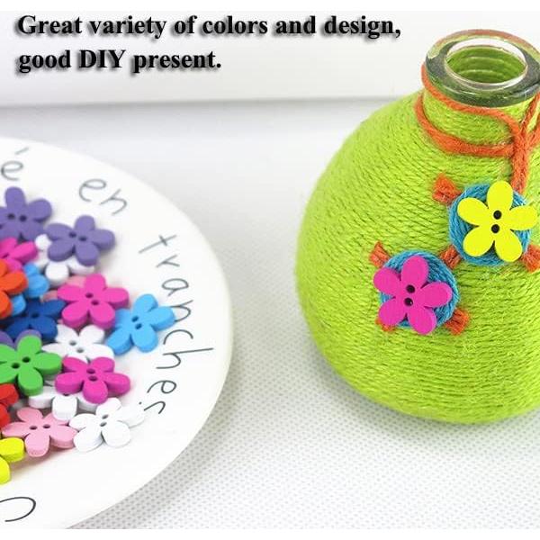 Botones de Flor de Madera AKOAK 15mm 100 Pcs Color Mezclado