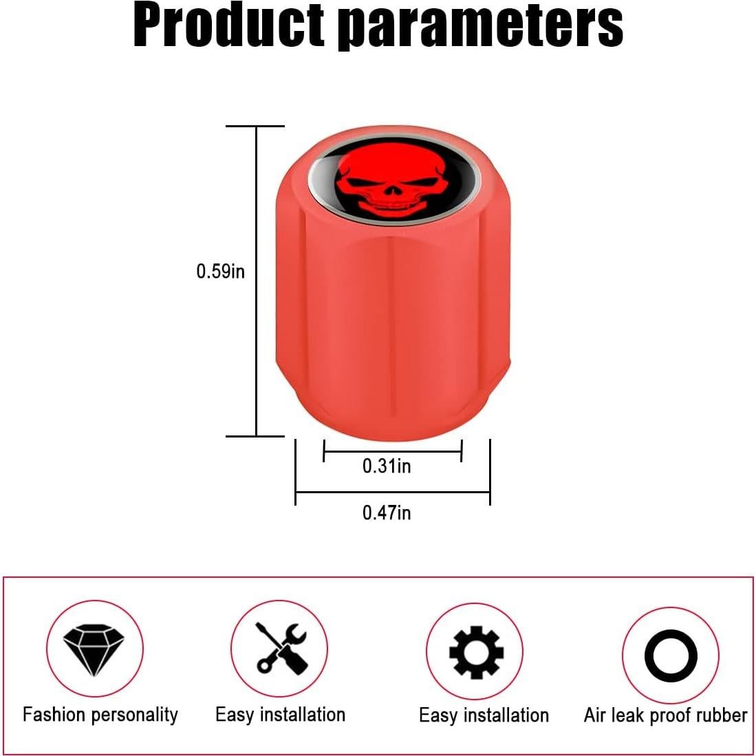 12 Tapones de Válvula de Neumático XINLIYA Rojo Fluorescente