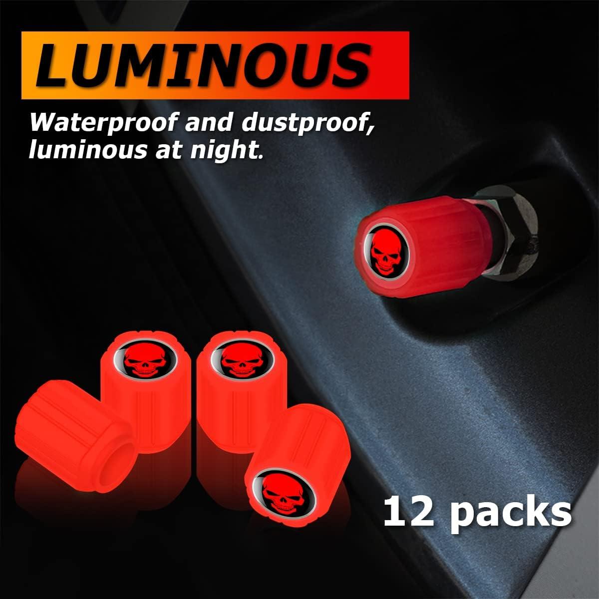 12 Tapones de Válvula de Neumático XINLIYA Rojo Fluorescente