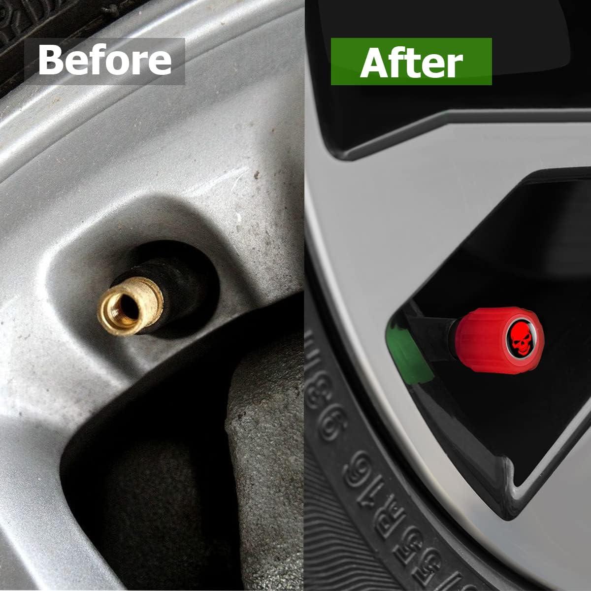 12 Tapones de Válvula de Neumático XINLIYA Rojo Fluorescente