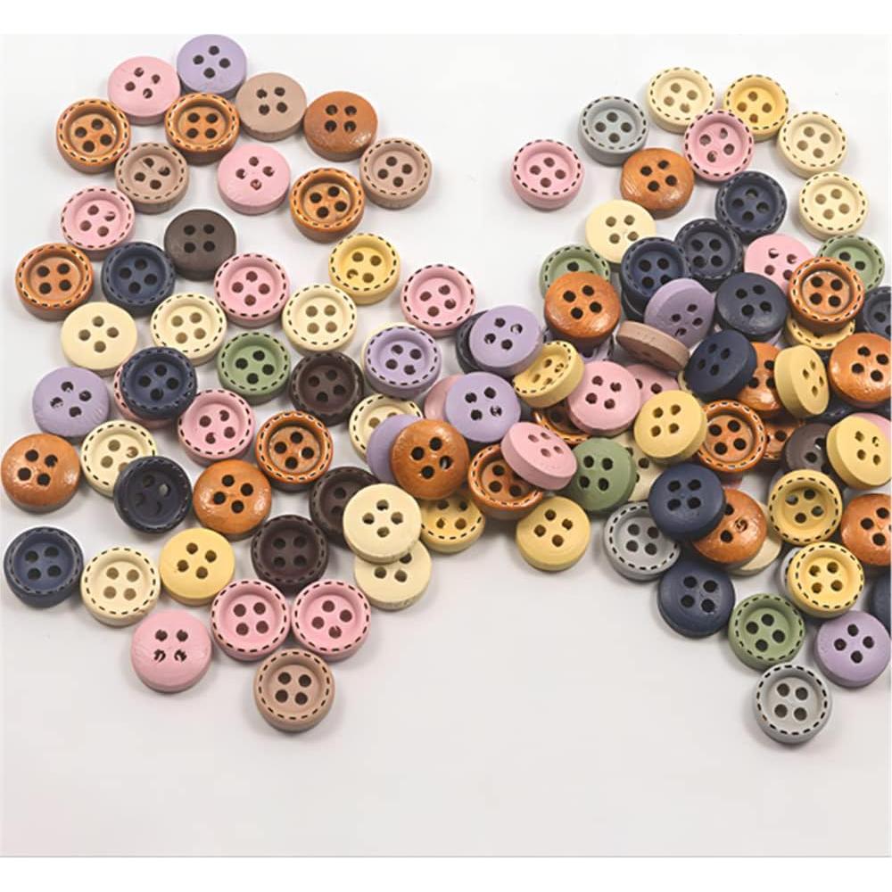 50 Botones de Madera Multicolor 10mm Vingol para Manualidades