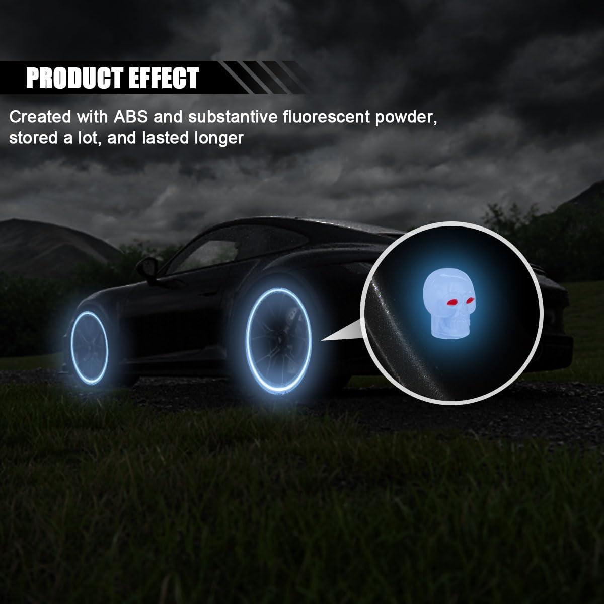 4 Tapas de Válvula de Neumático Luminosa BDZMC Azul