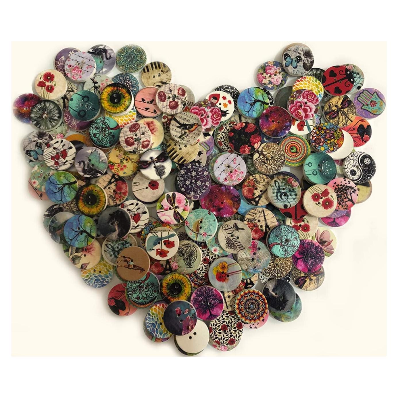 200 Botones de Madera Redondos 20mm Qovydx Mezcla Vintage