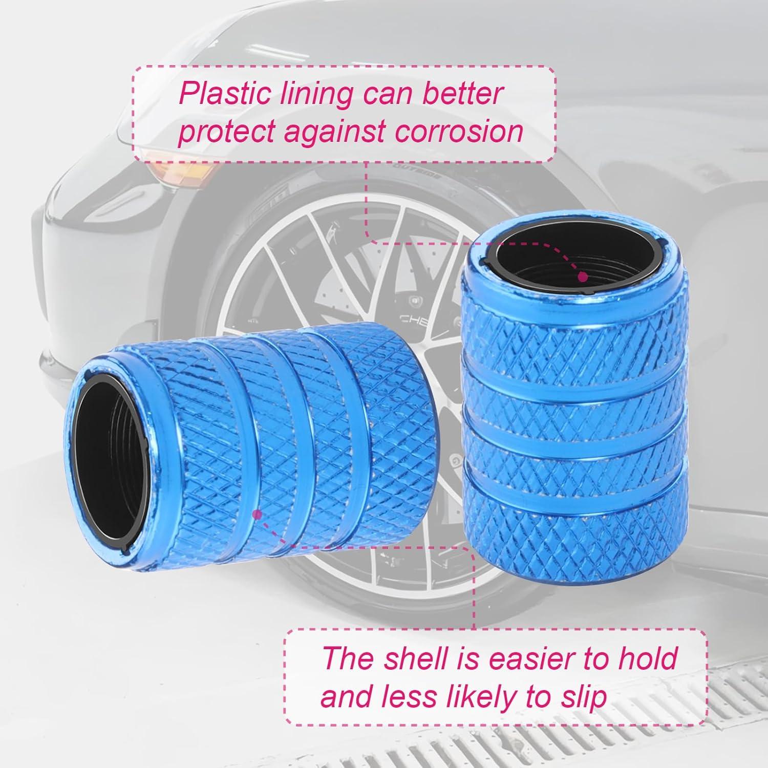 Tapas de Válvula de Neumático Zinytrae 5 pcs Aluminio Azul