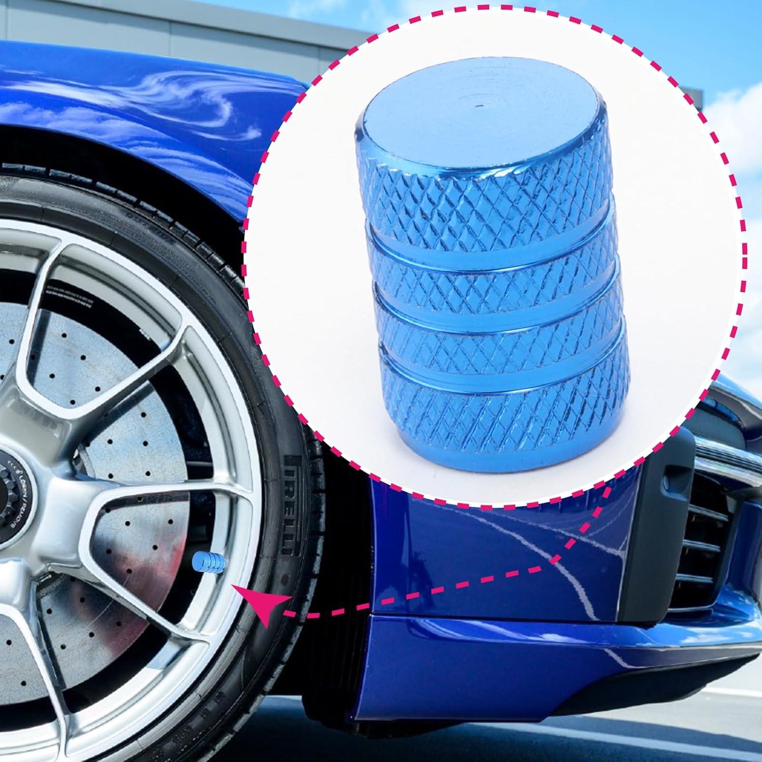 Tapas de Válvula de Neumático Zinytrae 5 pcs Aluminio Azul