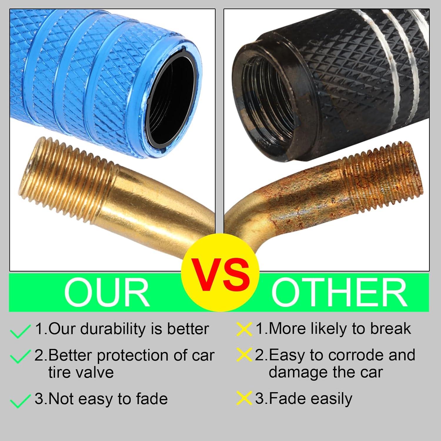 Tapas de Válvula de Neumático Zinytrae 5 pcs Aluminio Azul