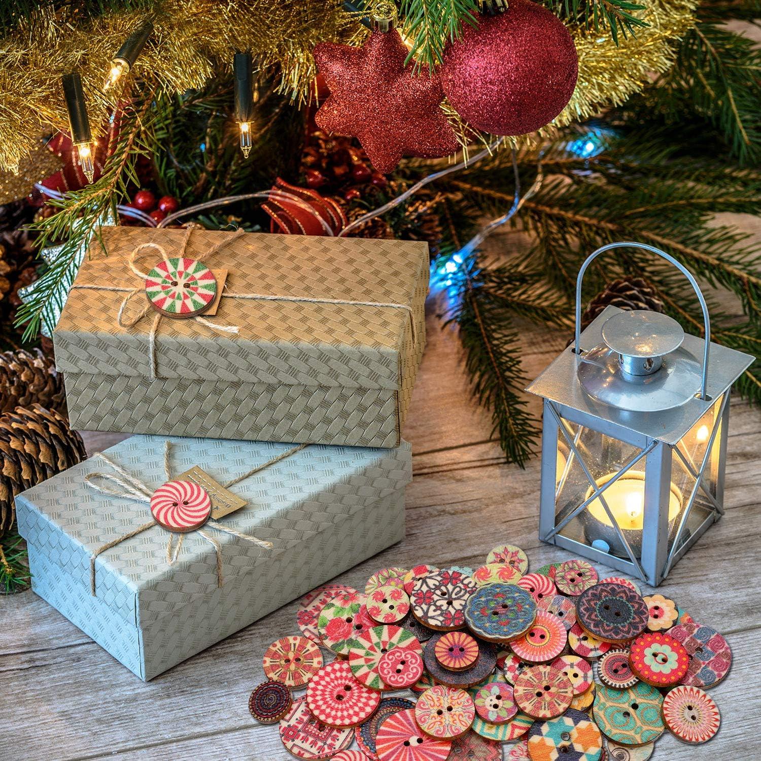 Botones de Madera Floral WILLBOND 500 Piezas 15-25 mm