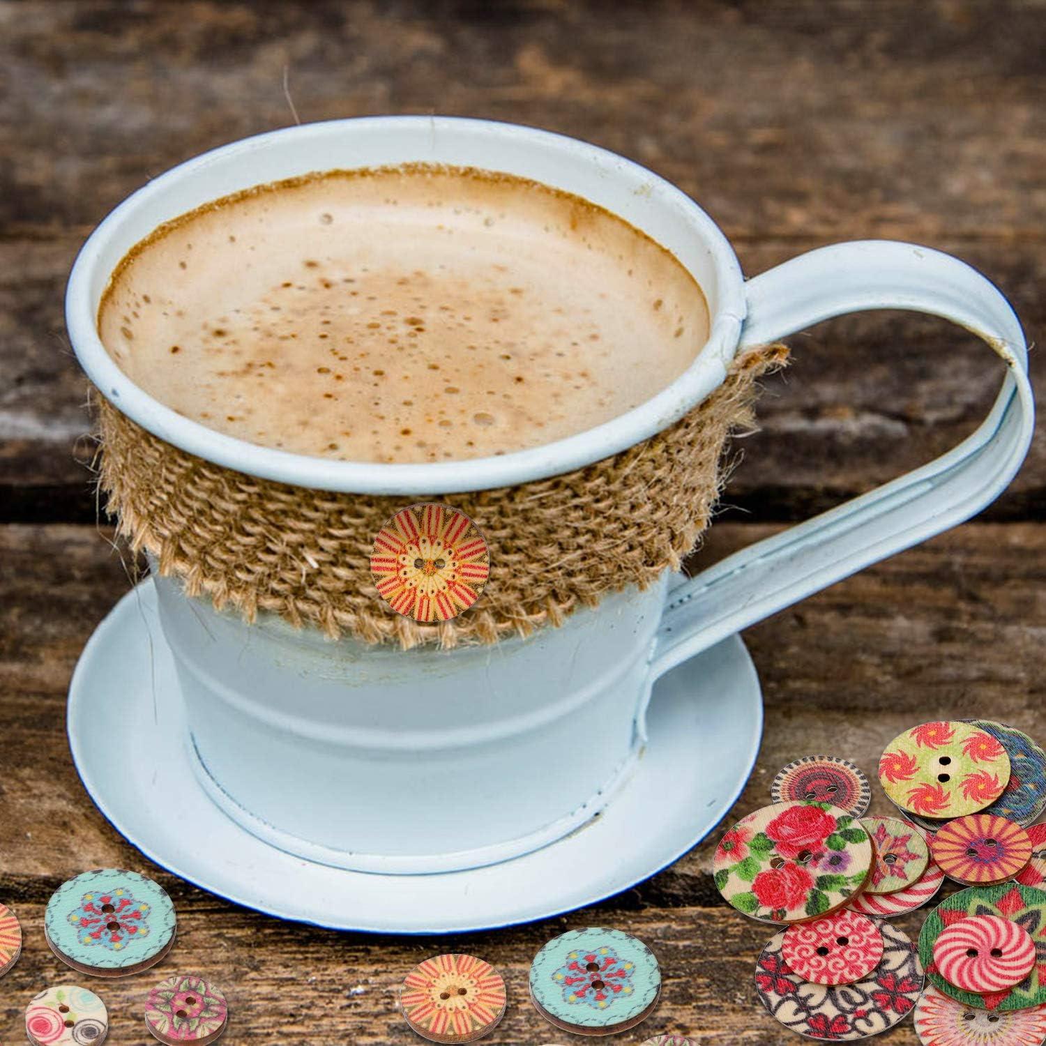 Botones de Madera Floral WILLBOND 500 Piezas 15-25 mm