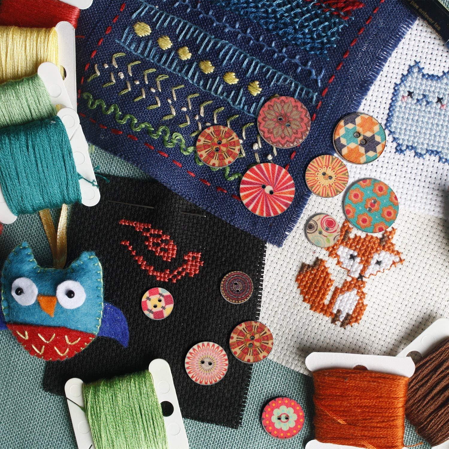 Botones de Madera Floral WILLBOND 500 Piezas 15-25 mm