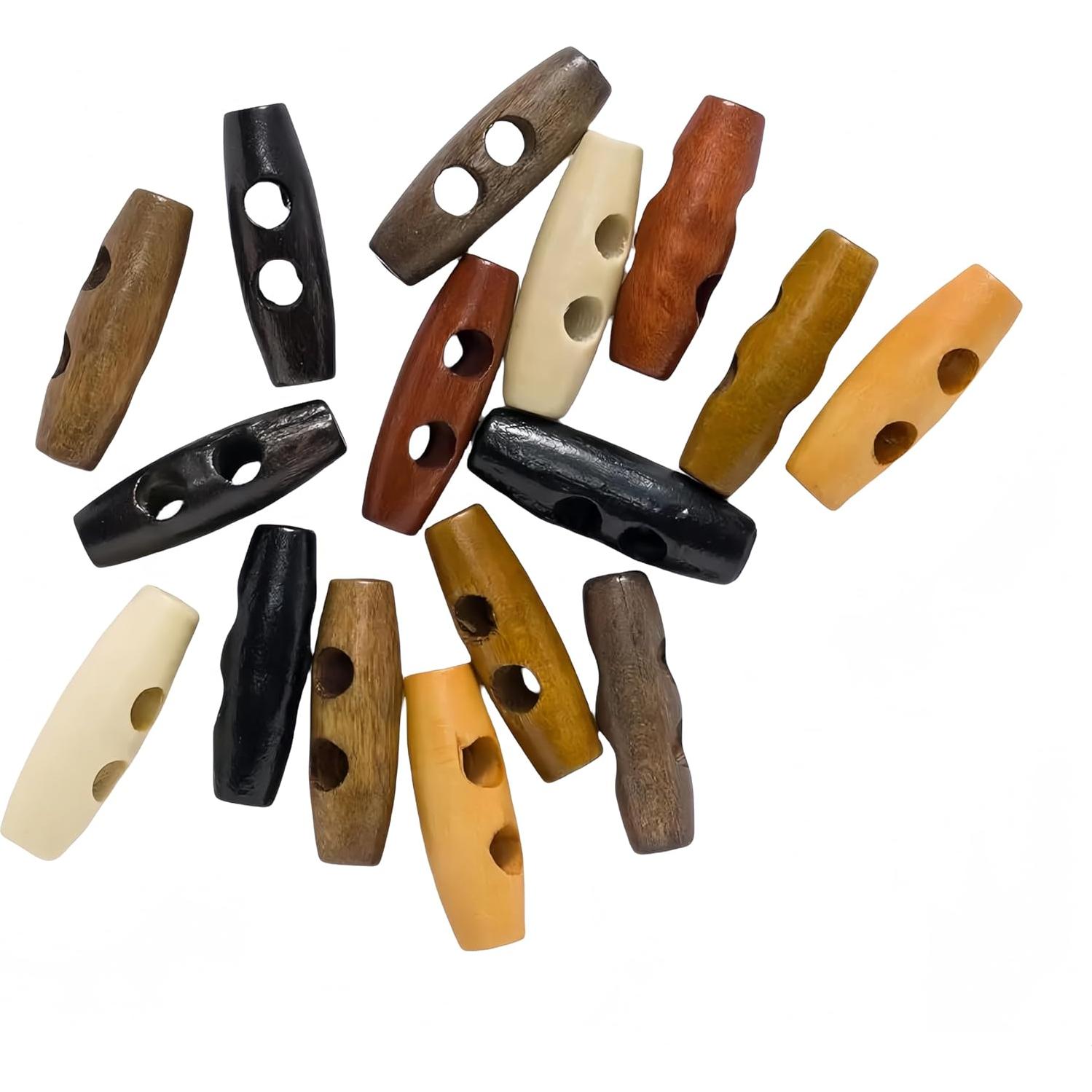 10 Botones de Oliva de Madera WDFCSIX 40mm 2 Agujeros Beige