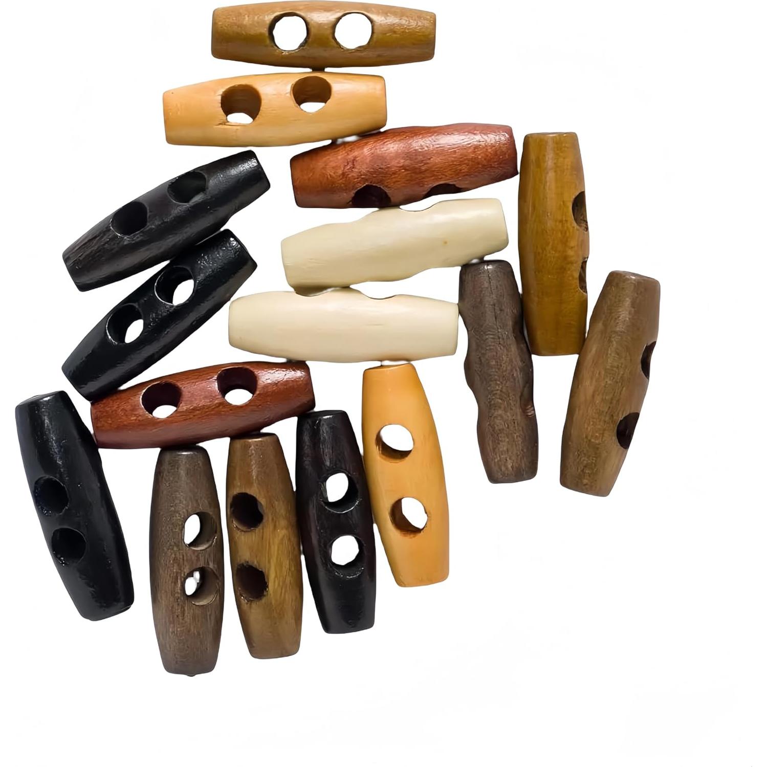 10 Botones de Oliva de Madera WDFCSIX 40mm 2 Agujeros Beige