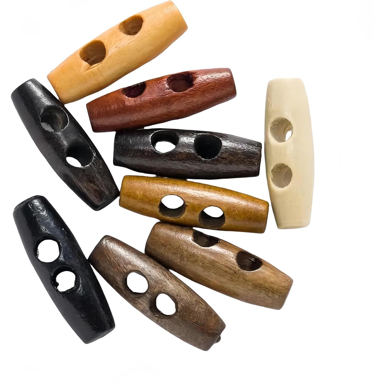 10 Botones de Oliva de Madera WDFCSIX 40mm 2 Agujeros Beige