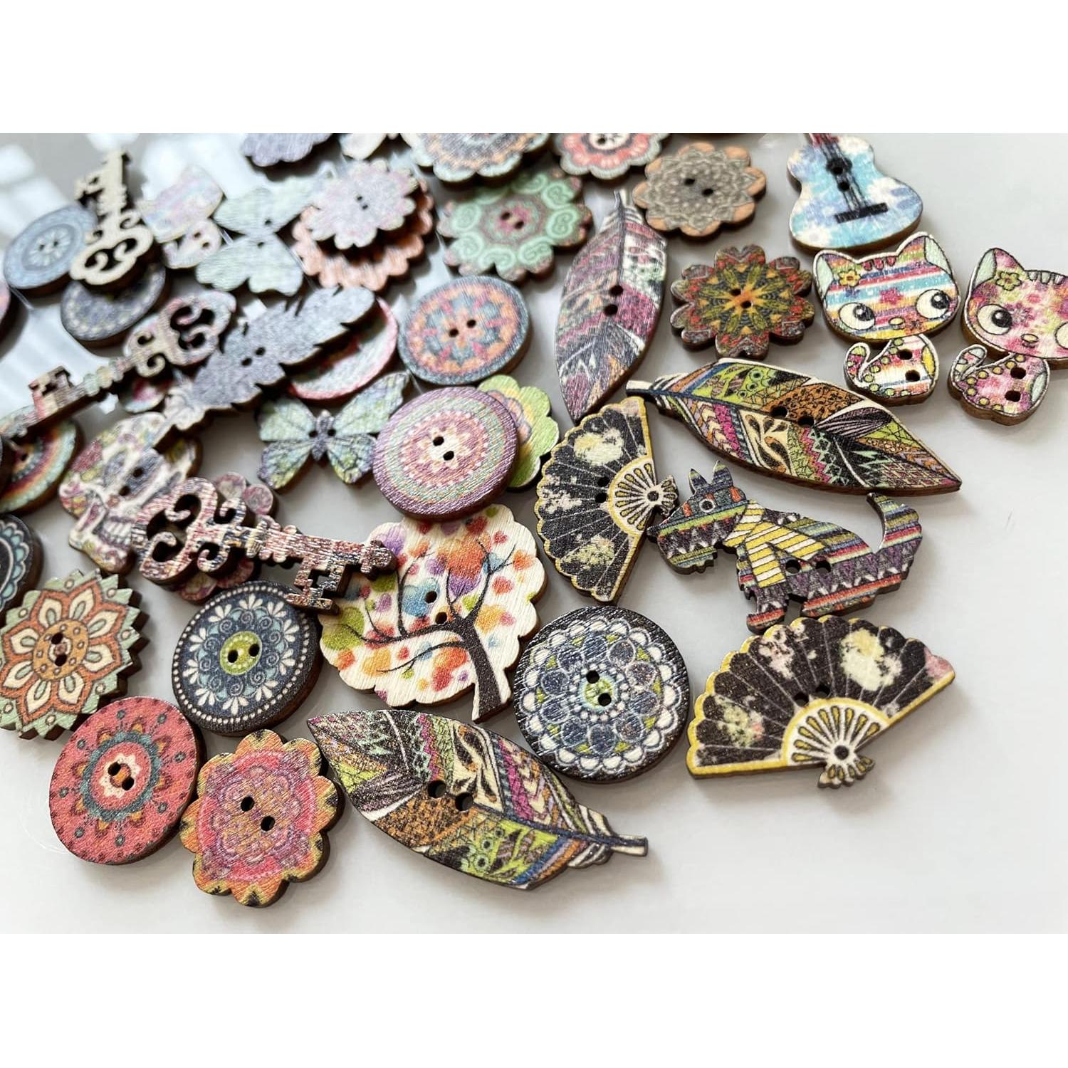 Botones de Madera T-shin 20mm Multi-Mix F Indians Paquete 100