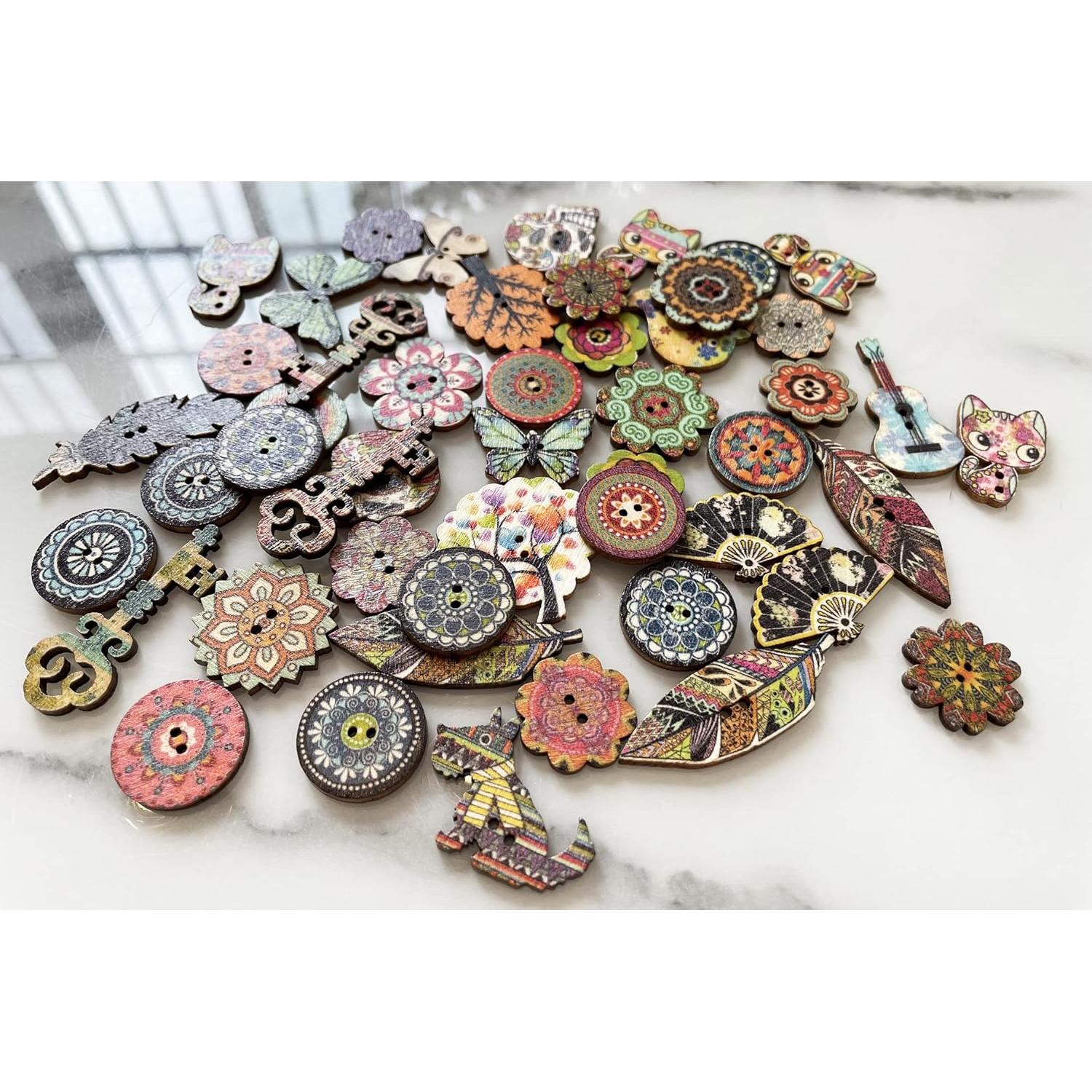 Botones de Madera T-shin 20mm Multi-Mix F Indians Paquete 100