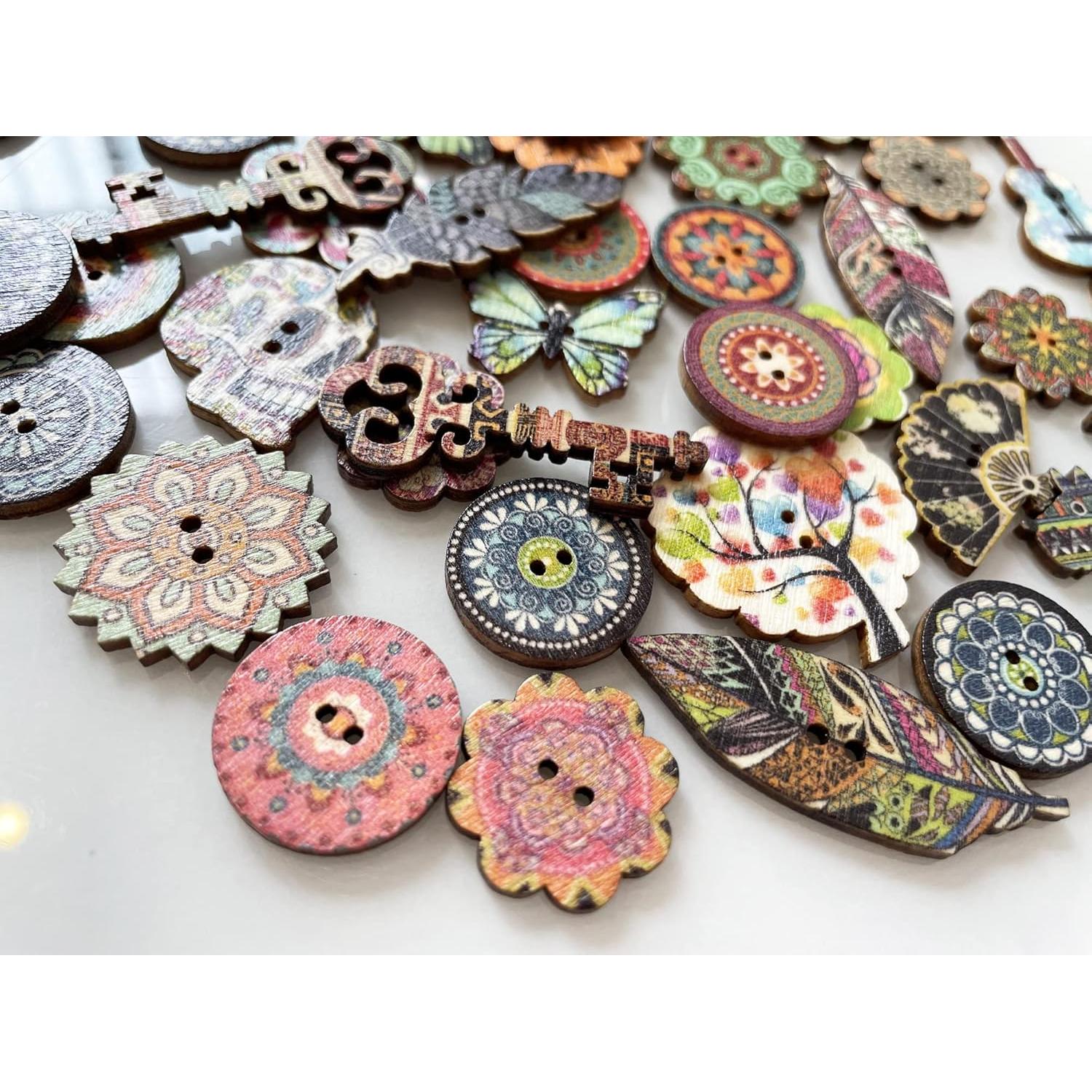 Botones de Madera T-shin 20mm Multi-Mix F Indians Paquete 100