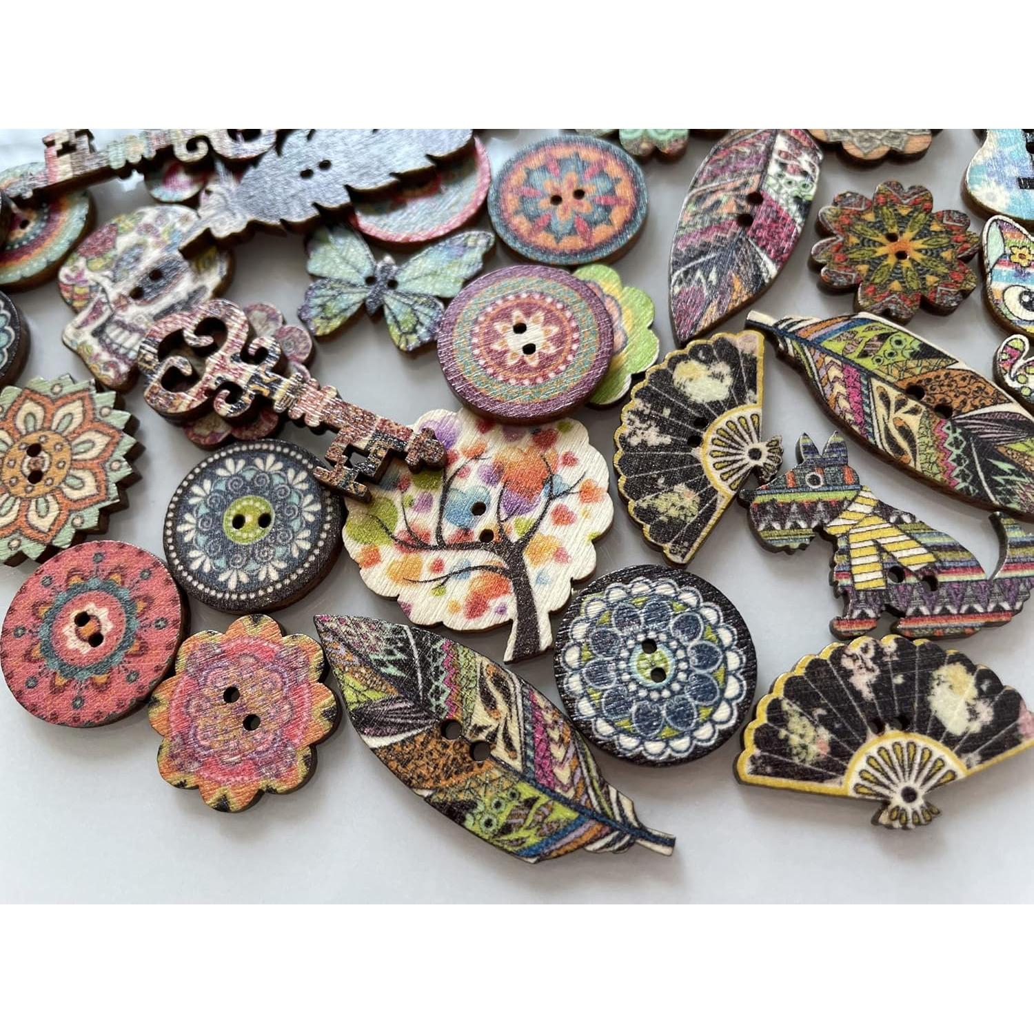 Botones de Madera T-shin 20mm Multi-Mix F Indians Paquete 100