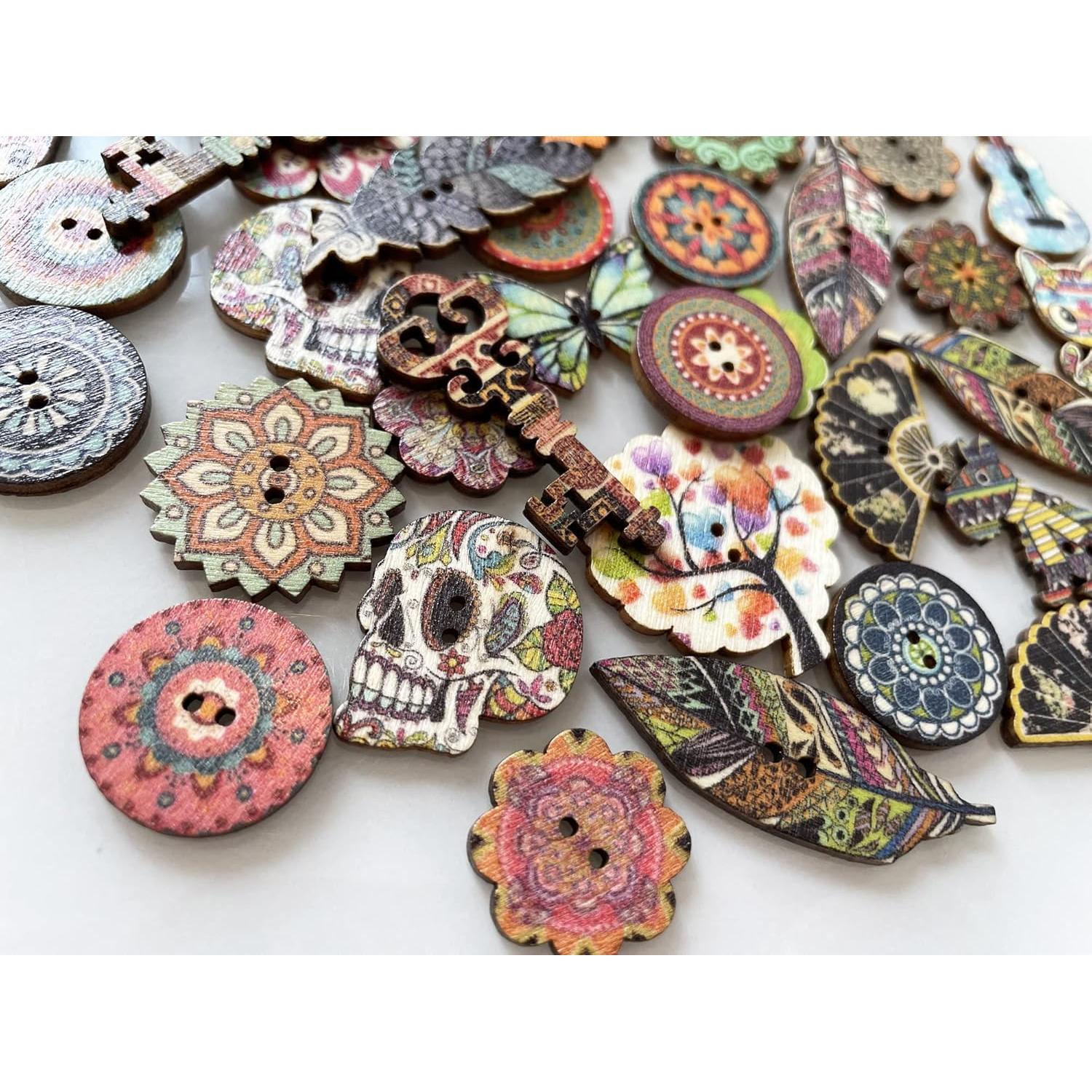 Botones de Madera T-shin 20mm Multi-Mix F Indians Paquete 100