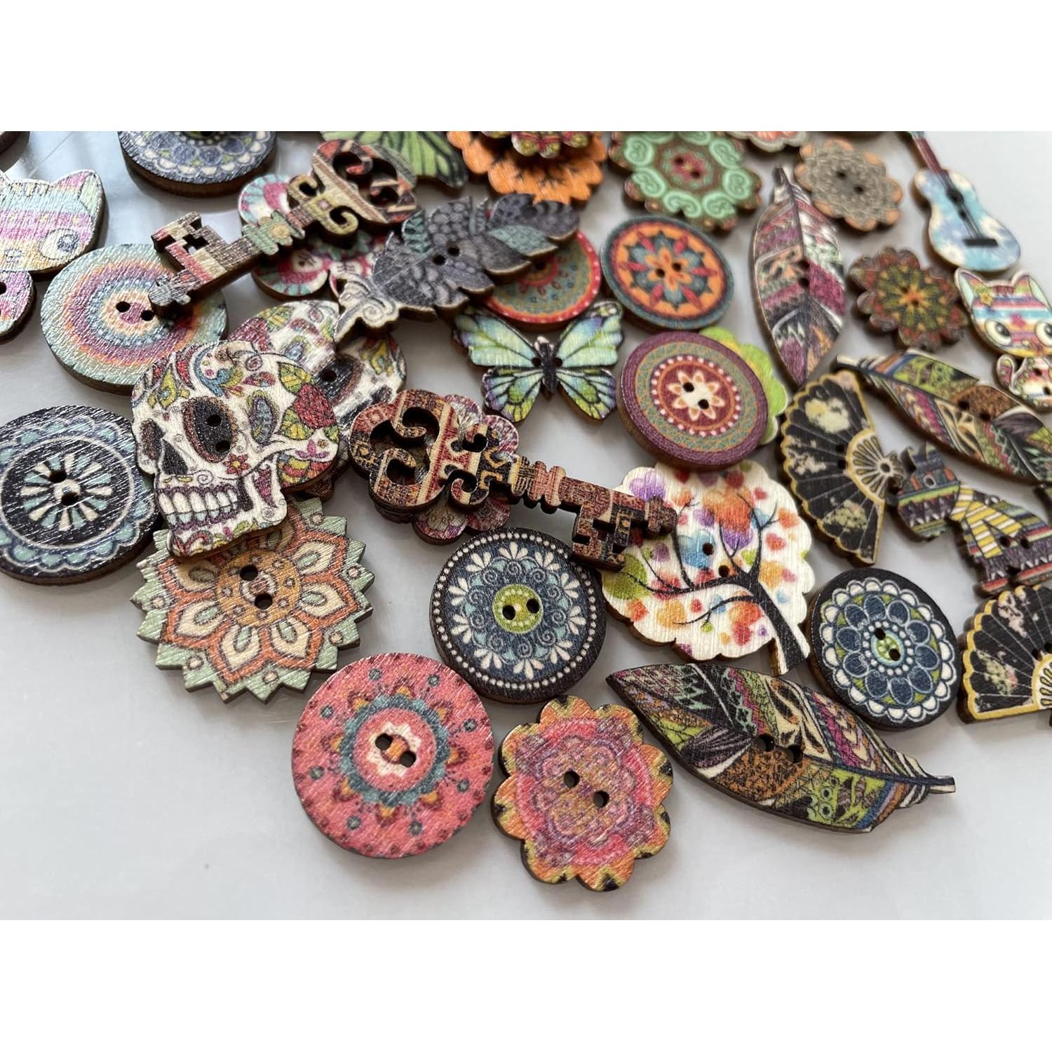 Botones de Madera T-shin 20mm Multi-Mix F Indians Paquete 100