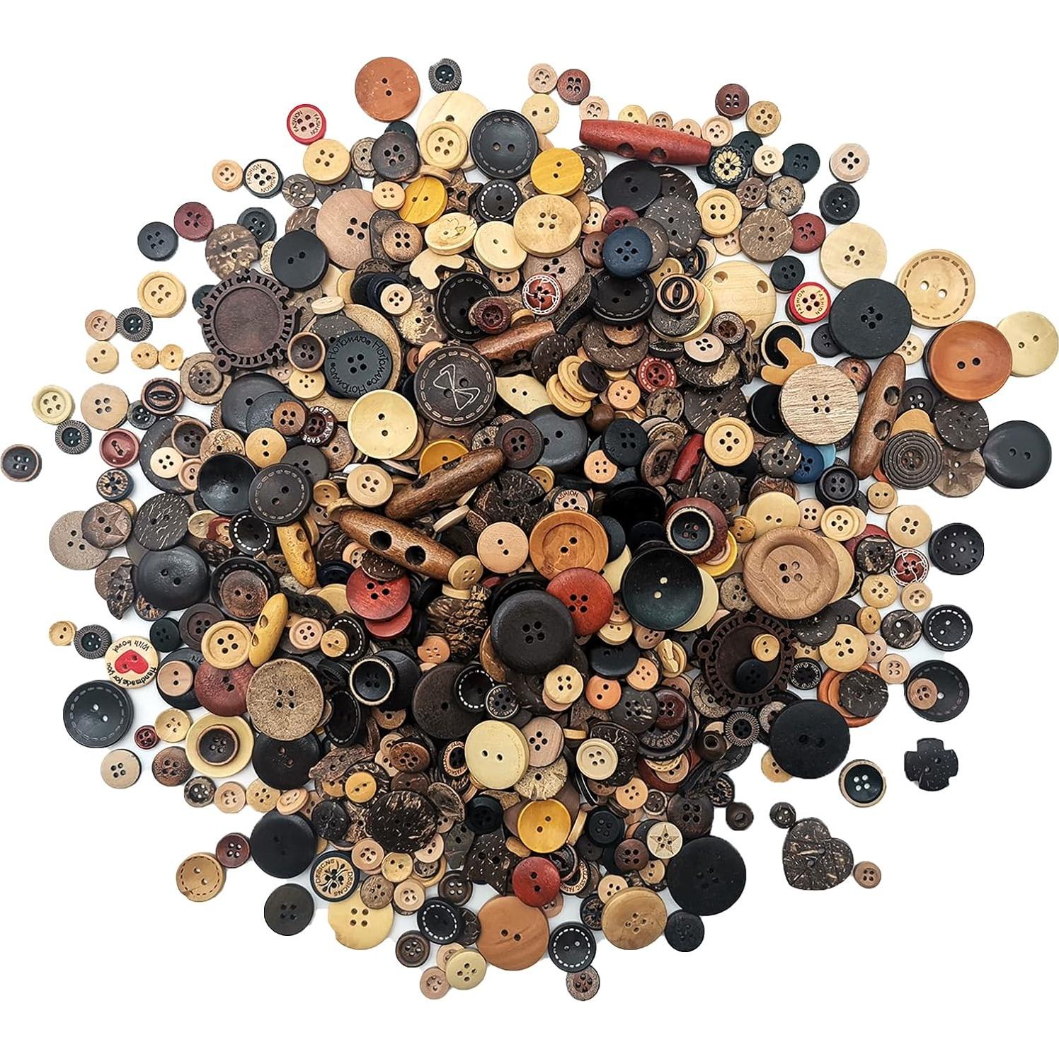 650 Botones de Madera Marrón Claro para Manualidades DIY