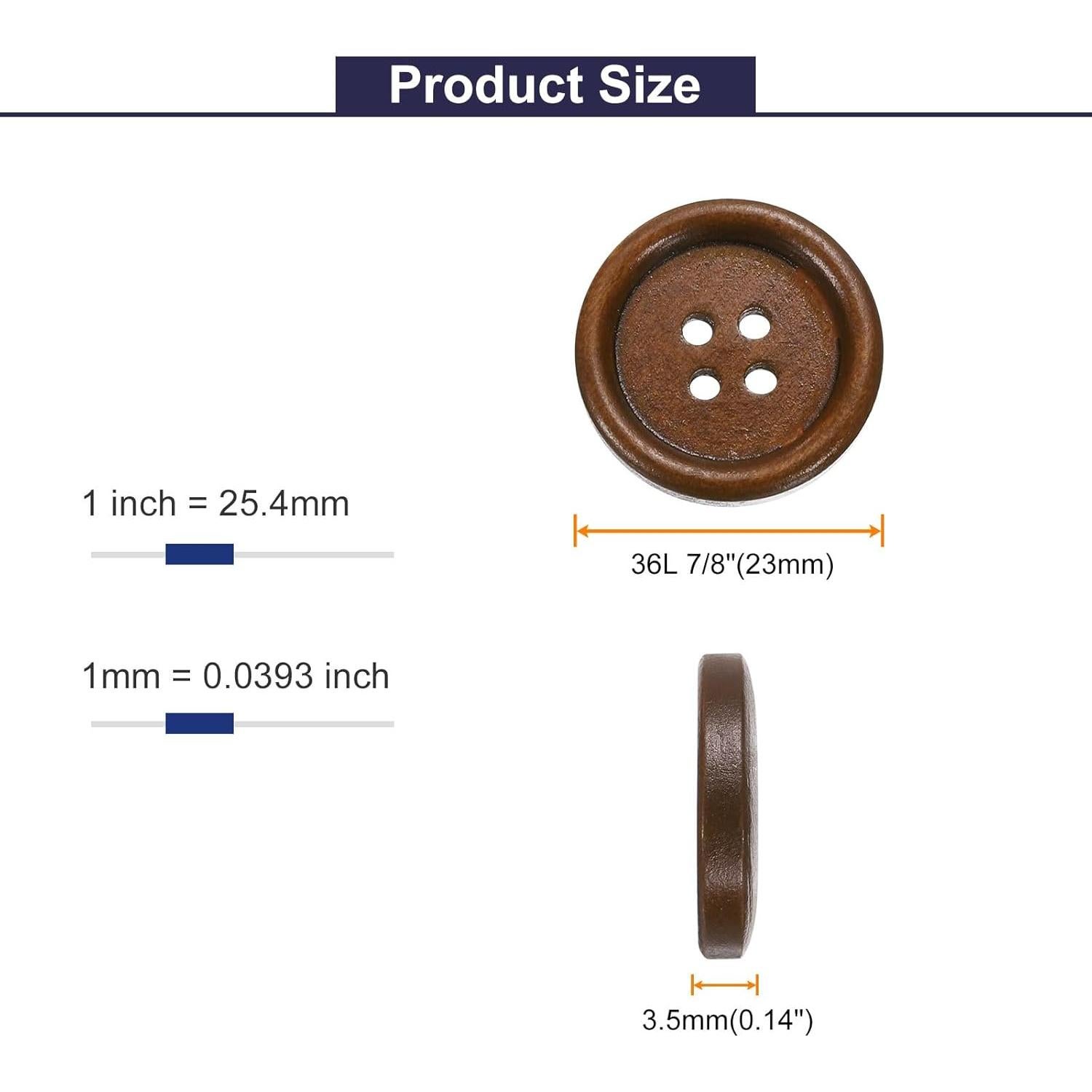 Botones de Costura de Madera HARFINGTON 10pcs 23mm Café