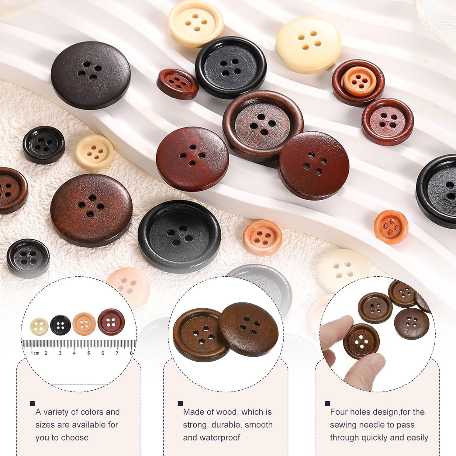 Botones de Costura de Madera HARFINGTON 10pcs 23mm Café