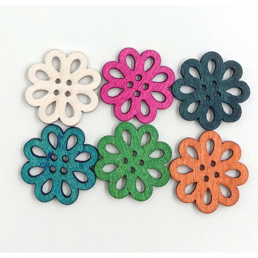Botones de Madera Vintage Healifty 100pcs Flor Caricatura