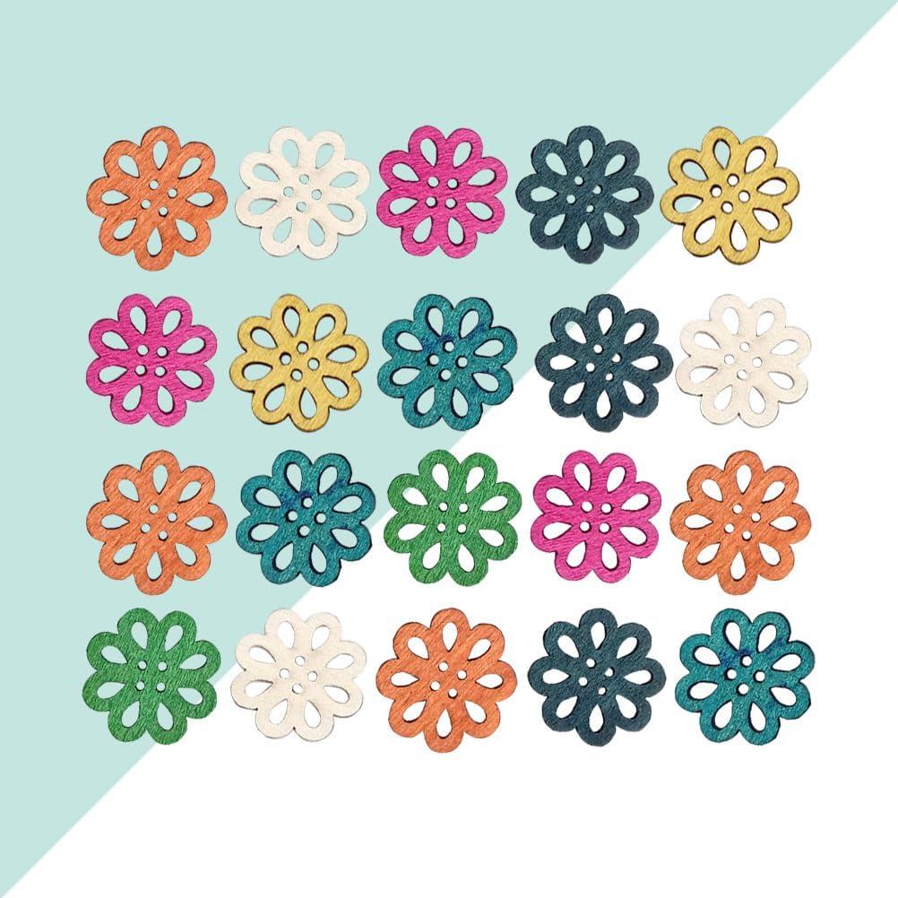 Botones de Madera Vintage Healifty 100pcs Flor Caricatura