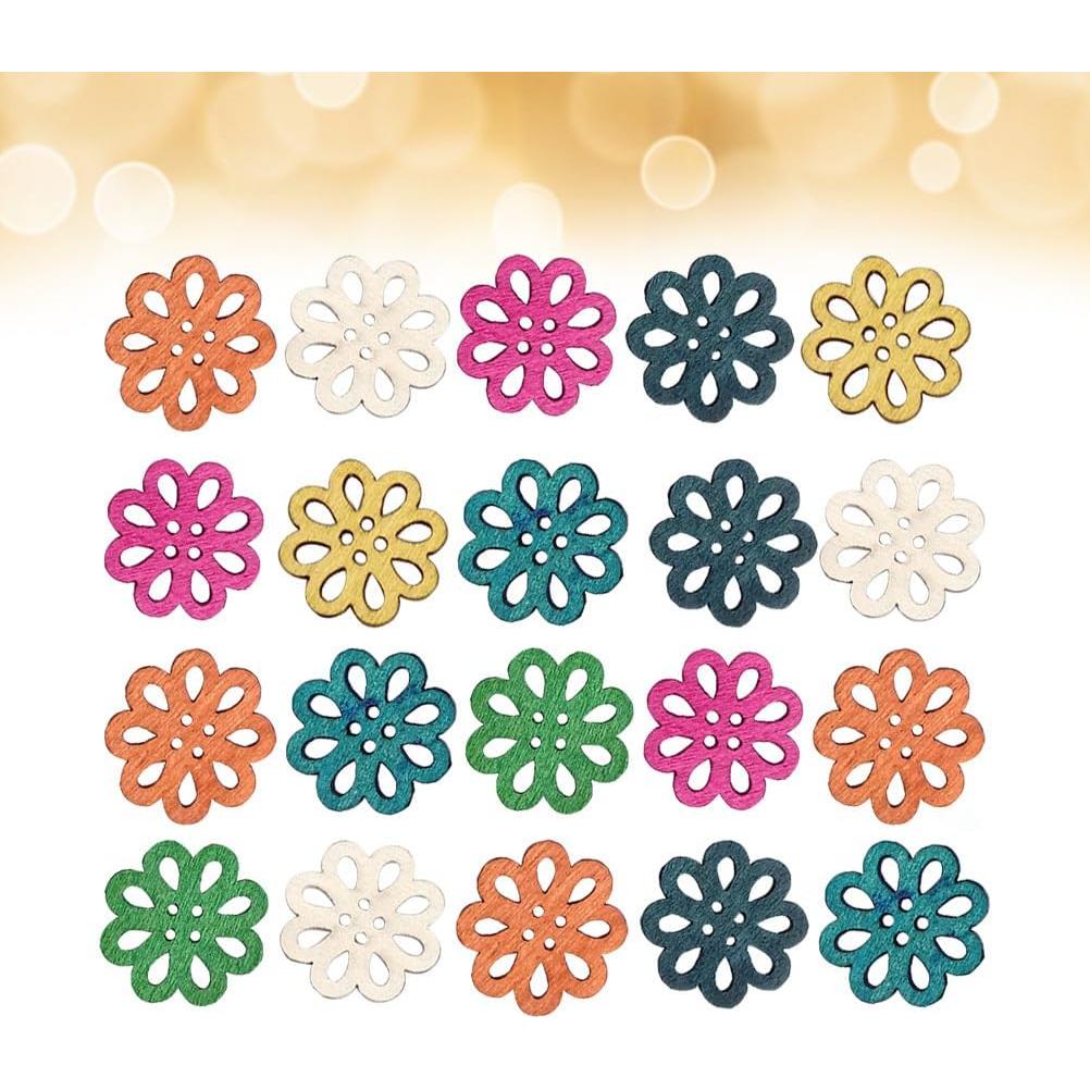 Botones de Madera Vintage Healifty 100pcs Flor Caricatura