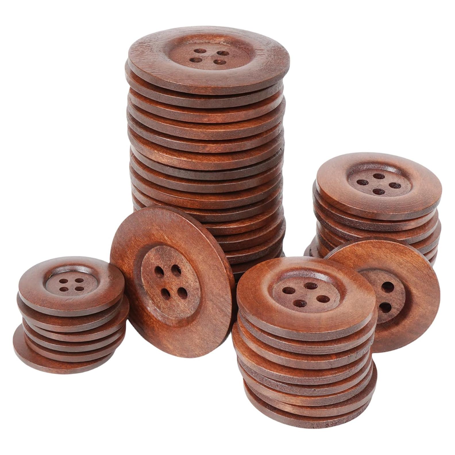 Botones Redondos de Madera Chenkou Craft 40mm 20pcs Marrón Claro