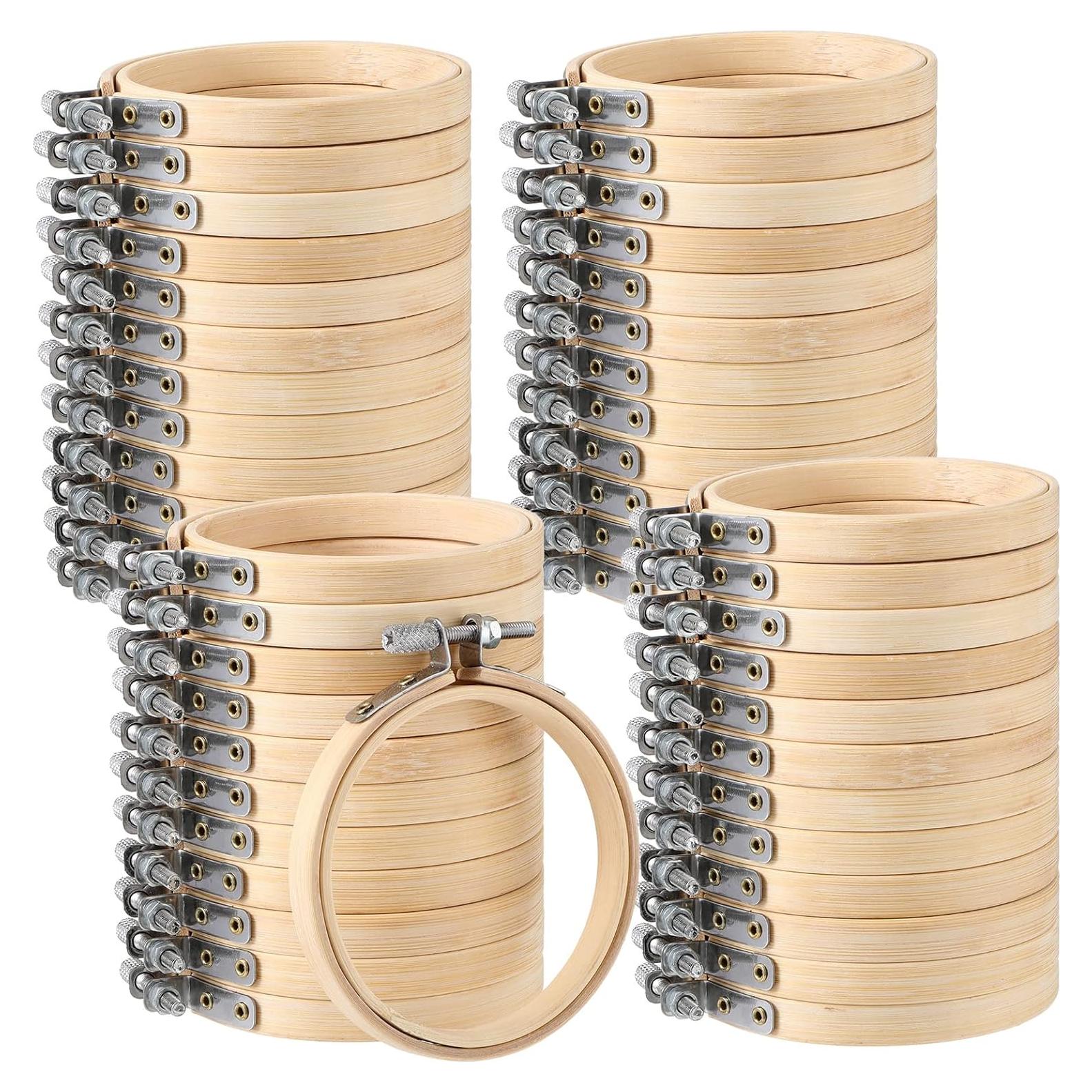 Aros de Bordado Hoteam 48 Pcs 10 cm Madera de Bambú