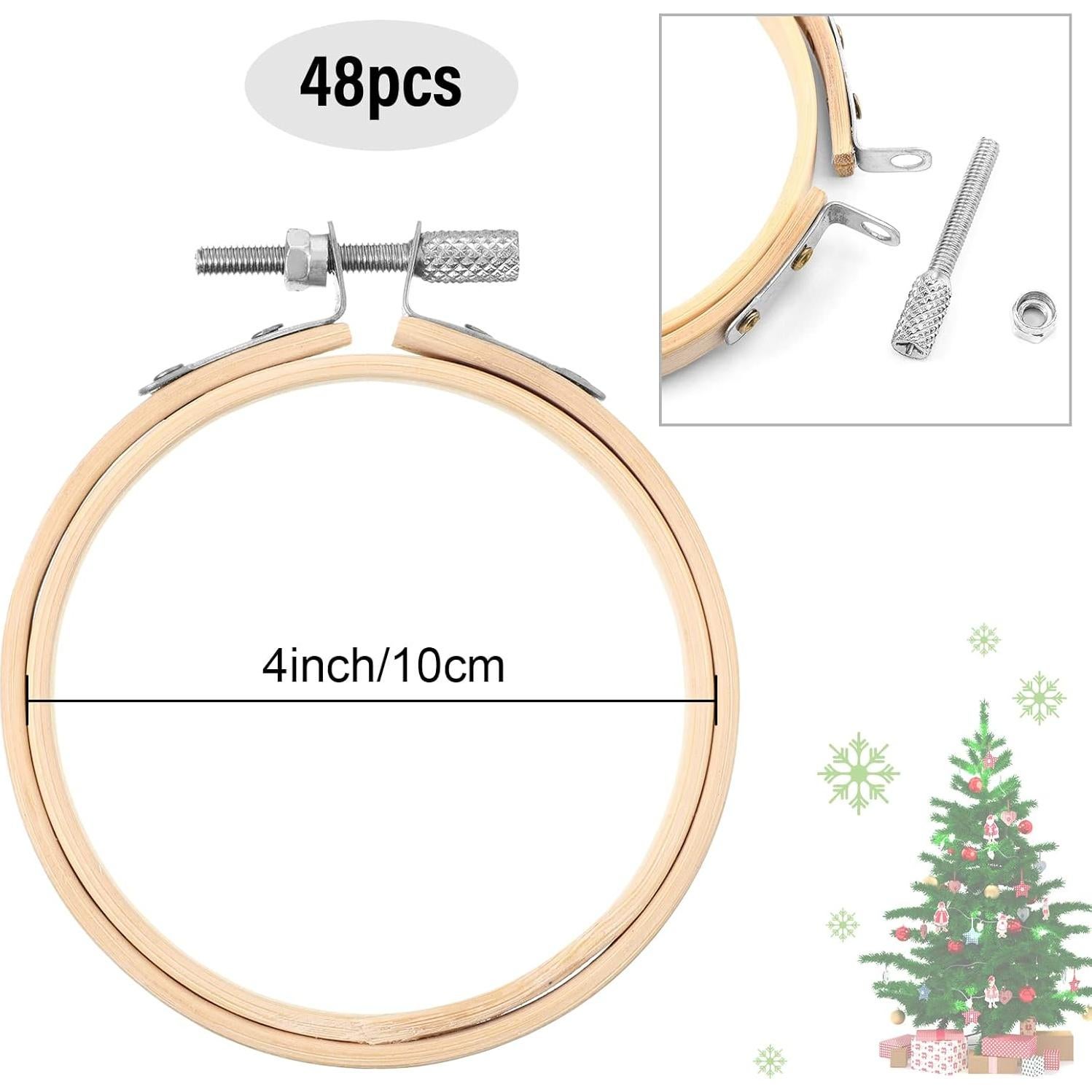 Aros de Bordado Hoteam 48 Pcs 10 cm Madera de Bambú