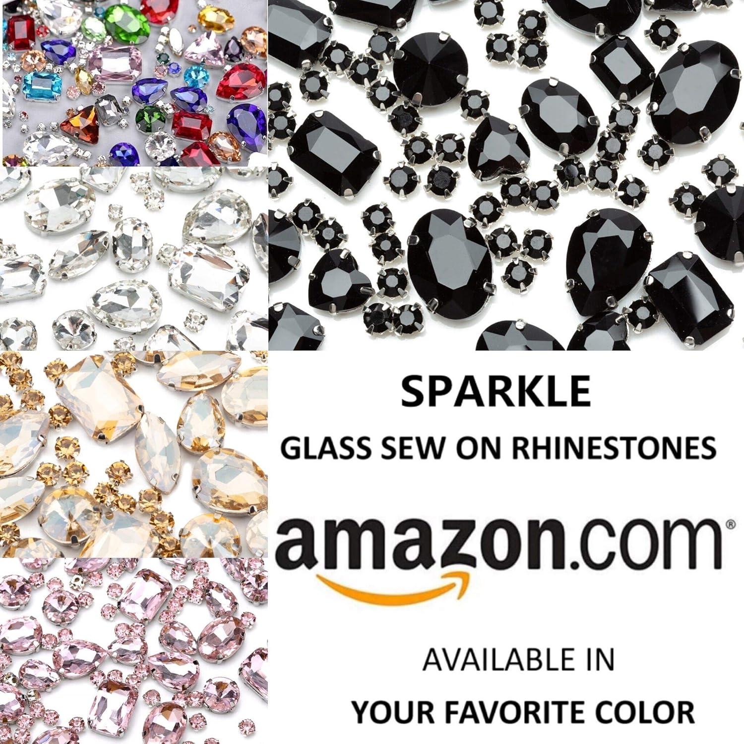 Rhinestones para coser Choupee 130PCS Gemas de vidrio negro