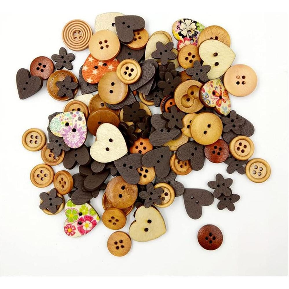100 Botones de Madera 15mm Vingol para Manualidades Café