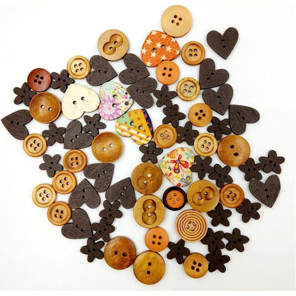 100 Botones de Madera 15mm Vingol para Manualidades Café