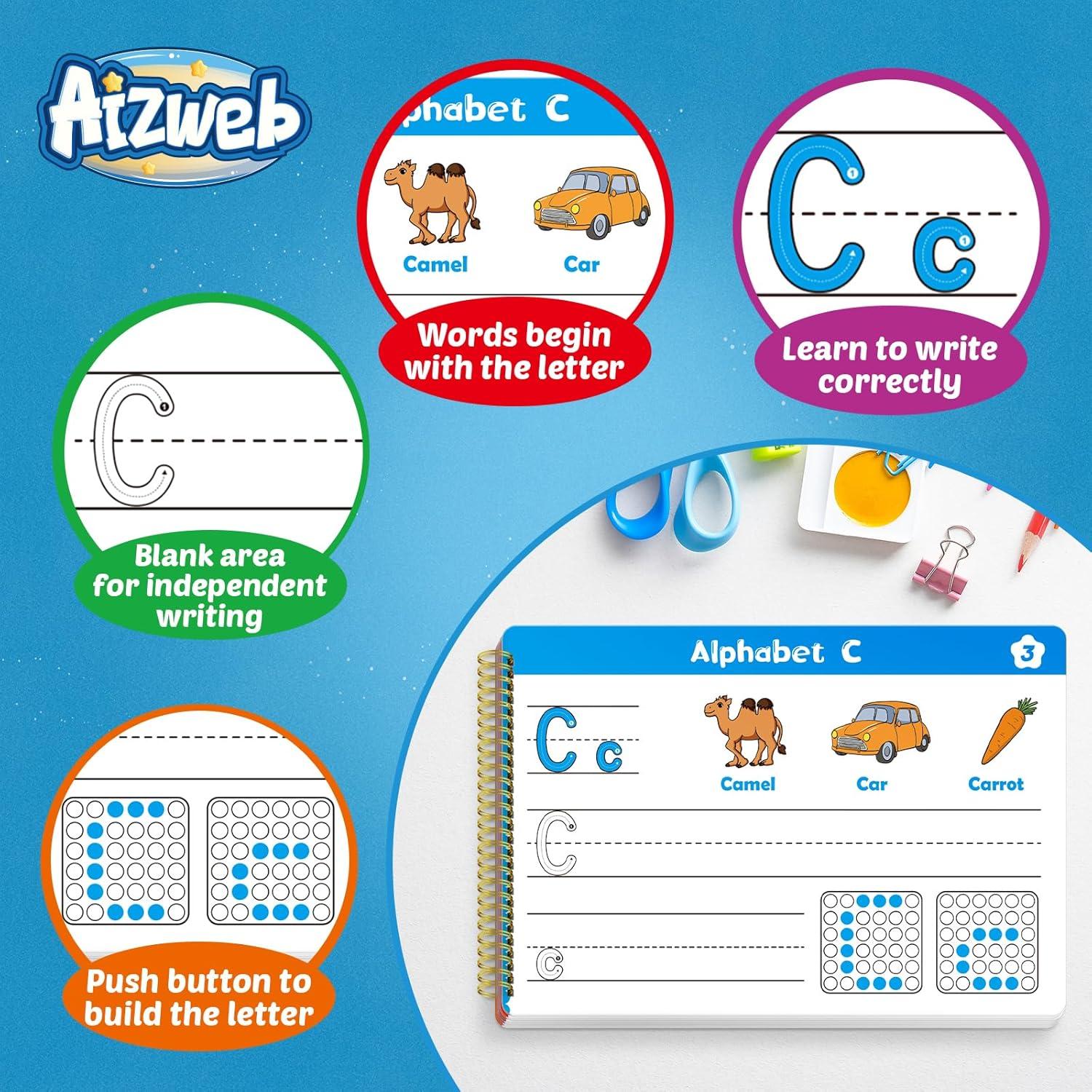 Cuaderno de Escritura Borrable Aizweb para Niños 3-5 Años