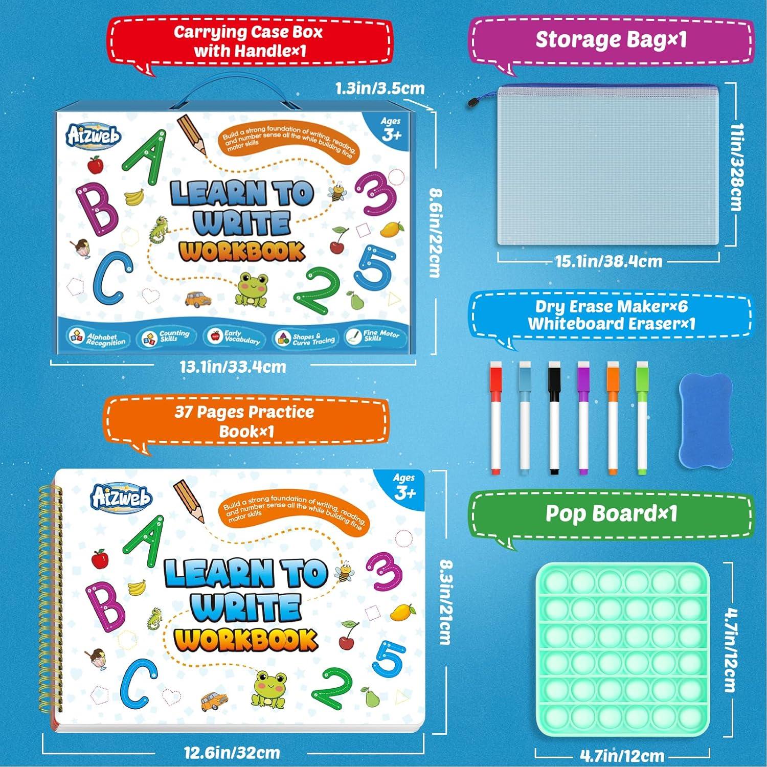 Cuaderno de Escritura Borrable Aizweb para Niños 3-5 Años