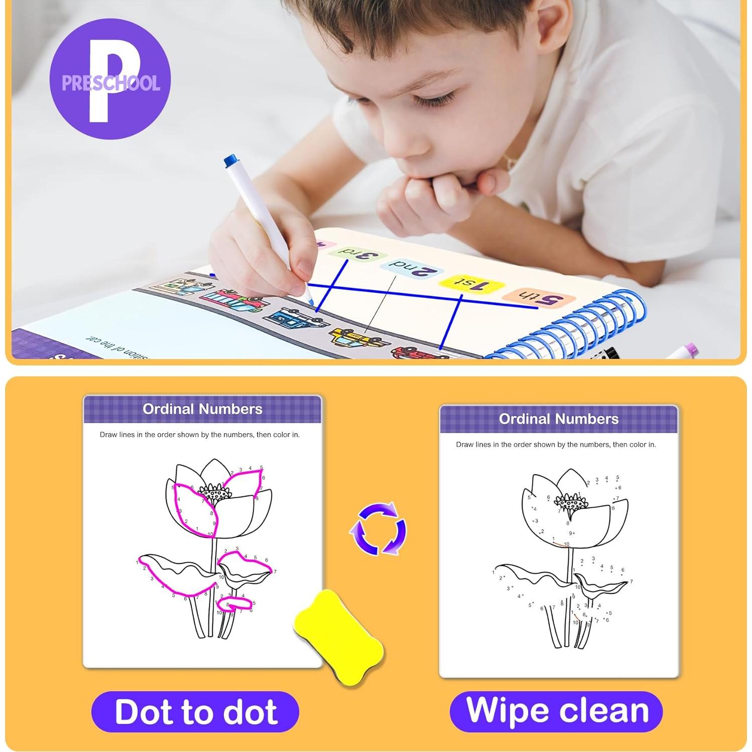 Cuaderno de Matemáticas Preescolar HOQEEWIPE 60 Páginas