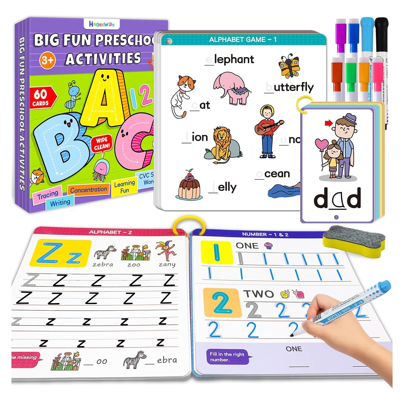 Libros Reutilizables de Trazado HOQEEWIPE para Niños 3-6 Años