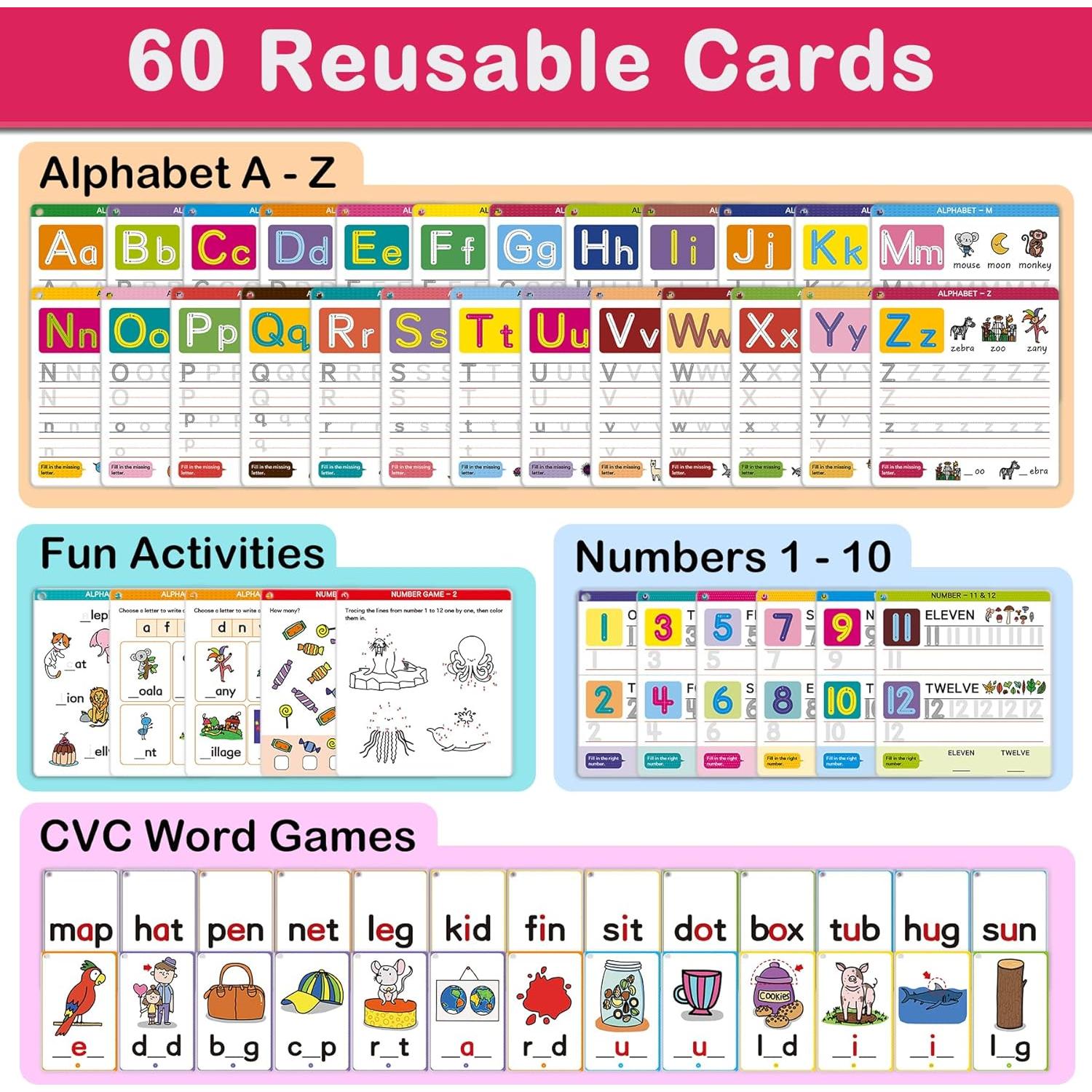 Libros Reutilizables de Trazado HOQEEWIPE para Niños 3-6 Años