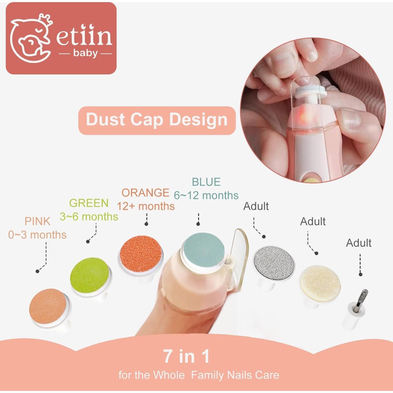 Cortador de Uñas Eléctrico Etiin para Bebés y Niños - 7 Cabezas