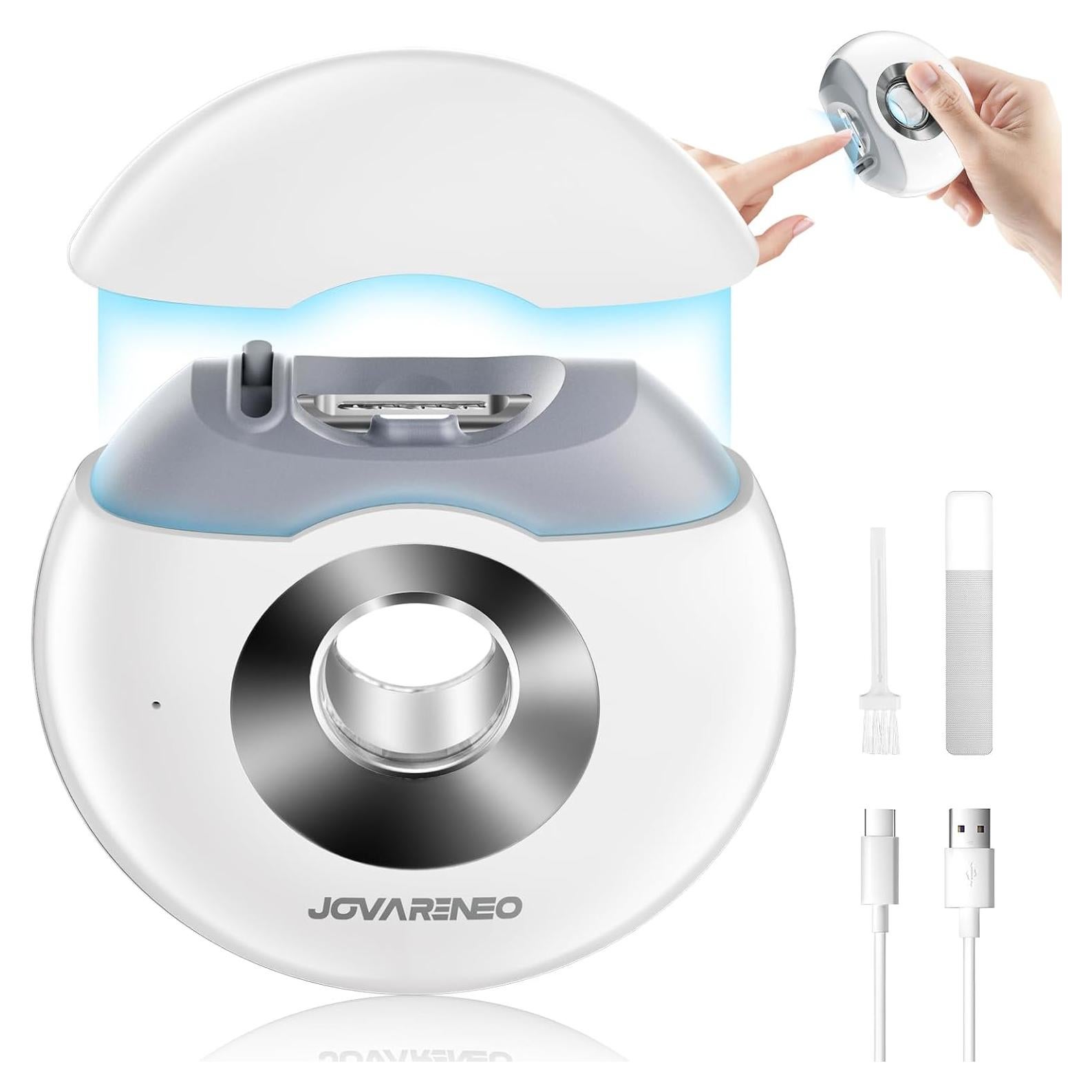 Cortador de Uñas Eléctrico Jovareneo con Luz LED y Doble Cuchilla